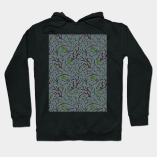 Grey deep dark forest. Saturated dark pattern. Hoodie